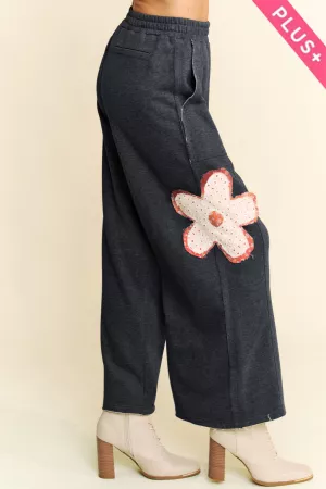 wholesale clothing plus floral patch pockets elastic terry pants davi & dani