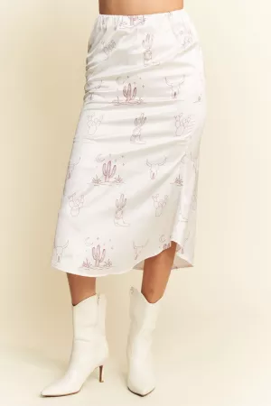 wholesale clothing western conversational printed midi skirt davi & dani