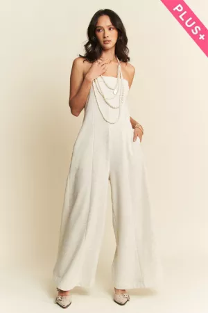 wholesale clothing plus straps tube open back wide leg jumpsuit davi & dani