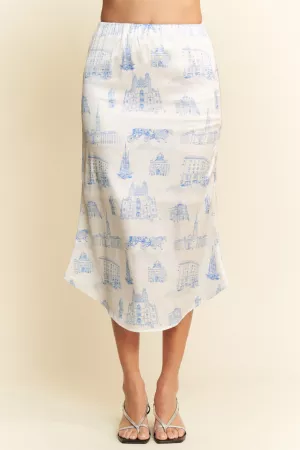 wholesale clothing traditional architecture toile printed midi skirt davi & dani