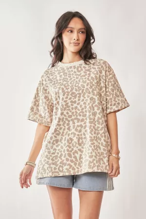 wholesale clothing leopard rhinestone stud short sleeve top t shirt davi & dani