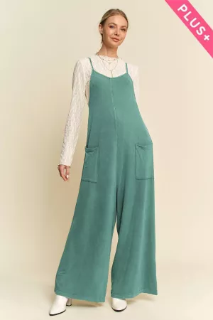 wholesale clothing plus garment washed knit utility lounge jumpsuit davi & dani