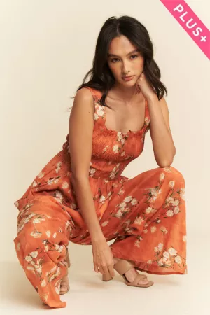 wholesale clothing plus floral printed ruffle detail jumpsuit davi & dani