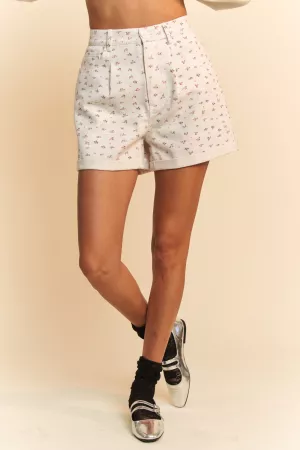 wholesale clothing floral ditsy cotton twill shorts with pockets davi & dani