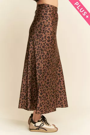 wholesale clothing plus leopard animal print waist tie  long skirt davi & dani