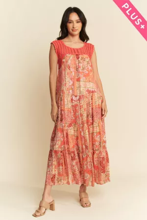 wholesale clothing plus ethnic boho printed back tiered maxi dress davi & dani