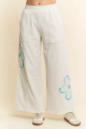 wholesale clothing floral patch pockets elastic terry easy pants davi & dani