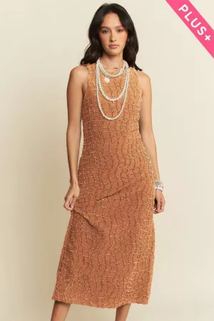 wholesale clothing plus golden textured zippered midi dress davi & dani