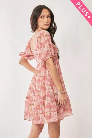 wholesale clothing plus floral balloon sleeve ruffle strap mini dress davi & dani