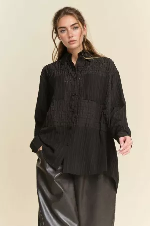 wholesale clothing jacquard checker button down shirt top davi & dani