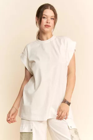 wholesale clothing washed oversized rolled-sleeve top davi & dani