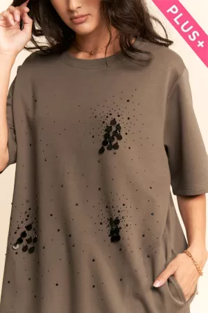 wholesale clothing plus distressed paint splatter cotton top davi & dani