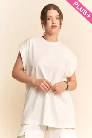 wholesale clothing plus washed oversized rolled-sleeve top davi & dani