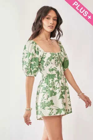 wholesale clothing plus floral puff short sleeve smocked romper davi & dani