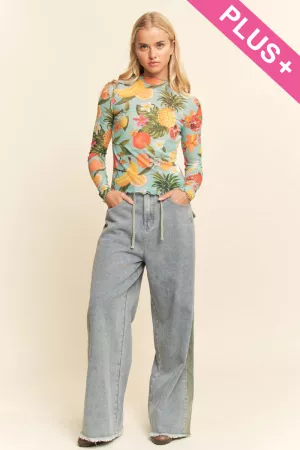 wholesale clothing plus tropical fitted mesh top davi & dani