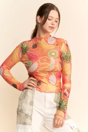 wholesale clothing tropical fitted mesh top davi & dani