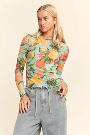 wholesale clothing tropical fitted mesh top davi & dani