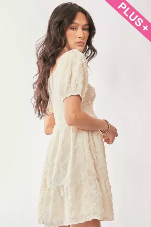 wholesale clothing plus smocked balloon short sleeve textured mini dress davi & dani