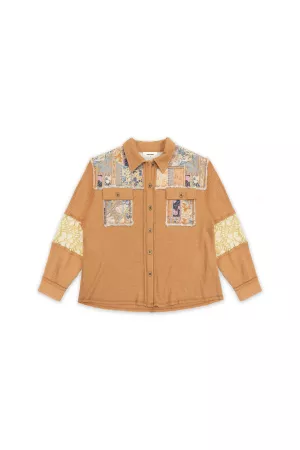 wholesale clothing garment knit printed denim mixed lace  shirt top davi & dani