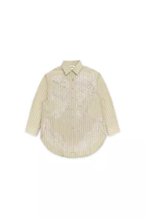 wholesale clothing embroidered stripe front and hem shirt davi & dani