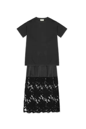 wholesale clothing solid skirt t-shirt bodice crew neck top set davi & dani