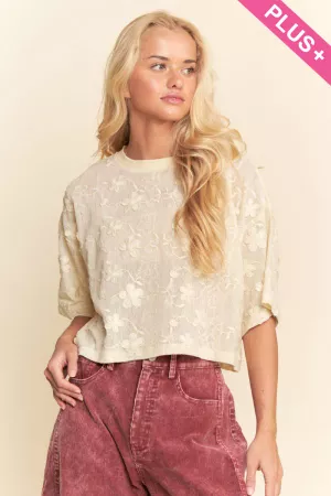 wholesale clothing plus floral ruffle short sleeve babydoll mesh top davi & dani