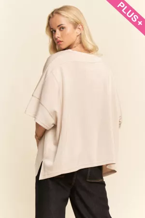 wholesale clothing plus round neck  flowy top elastic davi & dani