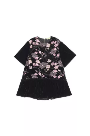 wholesale clothing sequin embroidered short sleeve velvet dress davi & dani