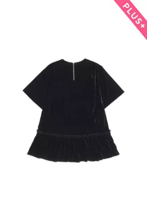 wholesale clothing plus sequin embroidered short sleeve velvet dress davi & dani