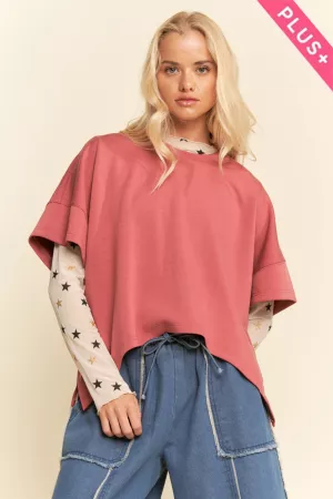 wholesale clothing plus round neck  flowy top elastic davi & dani