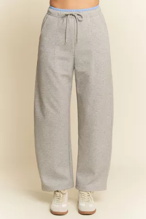 wholesale clothing contrast layered waistband wide sweatpants davi & dani