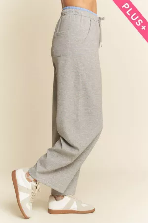 wholesale clothing plus contrast layered waistband wide sweatpants davi & dani