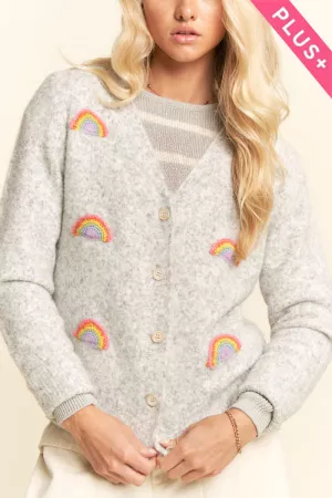 wholesale clothing plus v-neck rainbow crochet front cardigan davi & dani