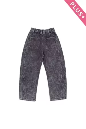 wholesale clothing plus garment washed corduroy elastic barrel pants davi & dani