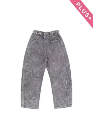 wholesale clothing plus garment washed corduroy elastic barrel pants davi & dani