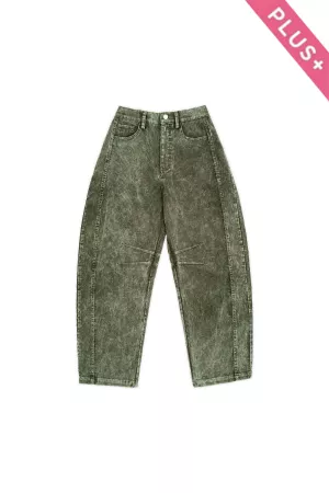 wholesale clothing plus garment washed corduroy elastic barrel pants davi & dani