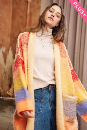 wholesale clothing plus color block long sleeve pocket loose cardigan davi & dani