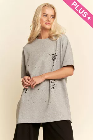 wholesale clothing plus distressed paint splatter cotton top davi & dani