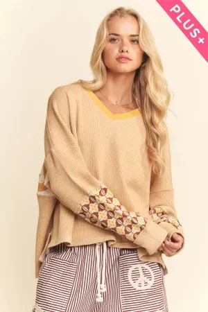 wholesale clothing plus texas lettering patch knit pull over top davi & dani