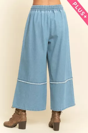 wholesale clothing plus garment washed frayed elastic waist pants davi & dani