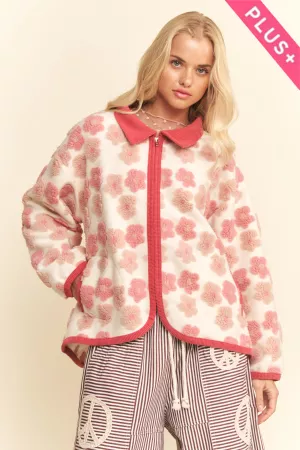 wholesale clothing plus flower faux teddy bear fur binding jacket davi & dani