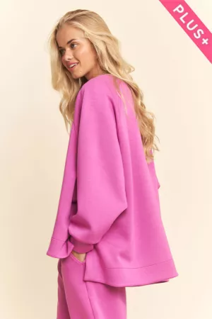 wholesale clothing plus long sleeve oversized crew neck top davi & dani