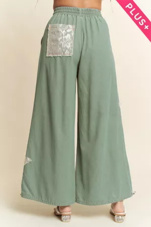 wholesale clothing plus denim star patchwork elastic waistband pants davi & dani