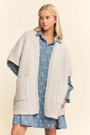 wholesale clothing texture open front  no buttons cardigan vest davi & dani