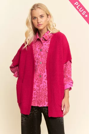 wholesale clothing plus texture open front  no buttons cardigan vest davi & dani