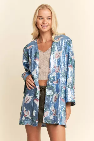 wholesale clothing sequin embellished kimono open jacket davi & dani