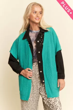 wholesale clothing plus texture open front  no buttons cardigan vest davi & dani