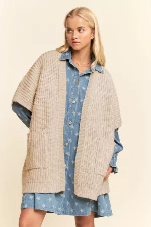 wholesale clothing texture open front  no buttons cardigan vest davi & dani