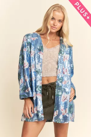 wholesale clothing plus sequin embellished kimono open jacket davi & dani