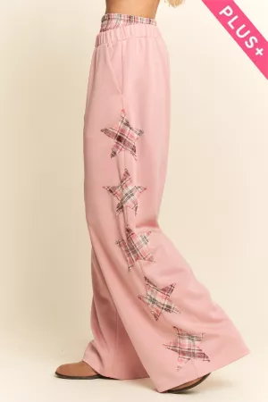 wholesale clothing plus wide leg pant elastic waistband plaid star davi & dani